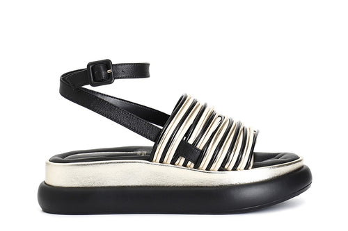 SANDALO IN PELLE MULTILISTINI