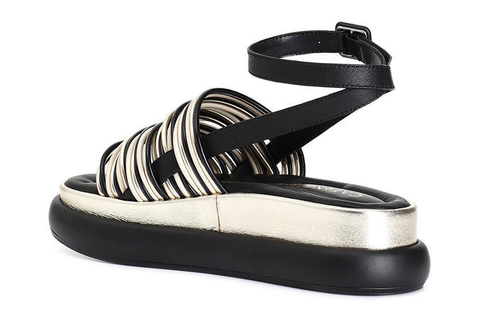 SANDALO IN PELLE MULTILISTINI