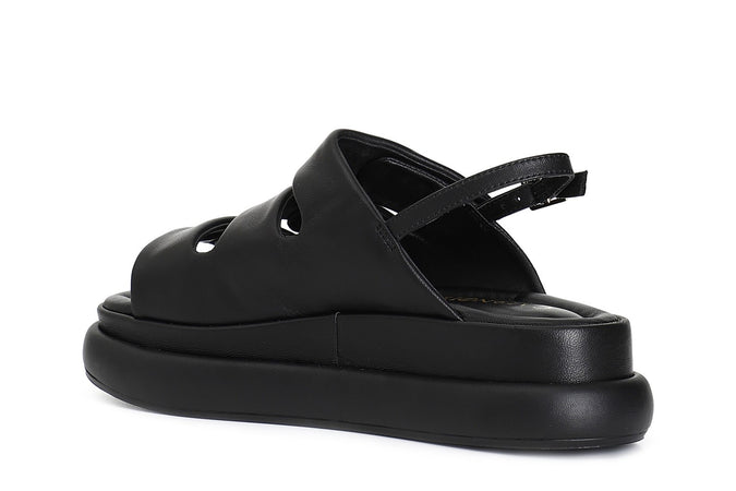 SANDALO IN PELLE CON BOTTONI E VELCRI