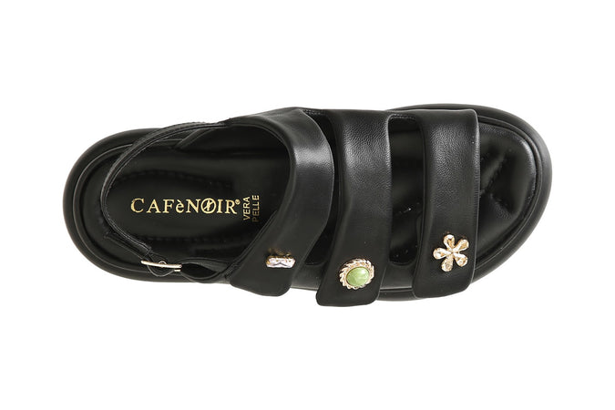 SANDALO IN PELLE CON BOTTONI E VELCRI