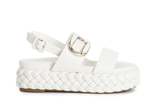 SANDALO DUE FASCE CON FONDO A TRECCIA EACCESSORIO