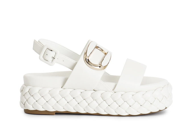 SANDALO DUE FASCE CON FONDO A TRECCIA EACCESSORIO