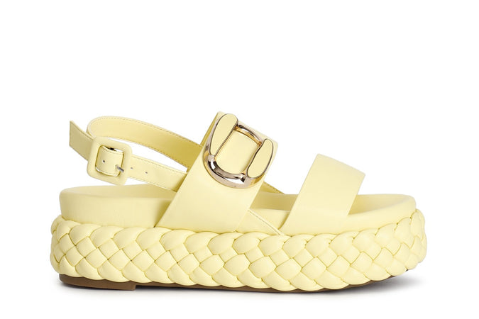 SANDALO DUE FASCE CON FONDO A TRECCIA EACCESSORIO