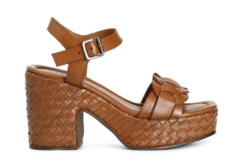 SANDALO GILDA IN PELLE ZEPPA FASCIATA INTRECCIO