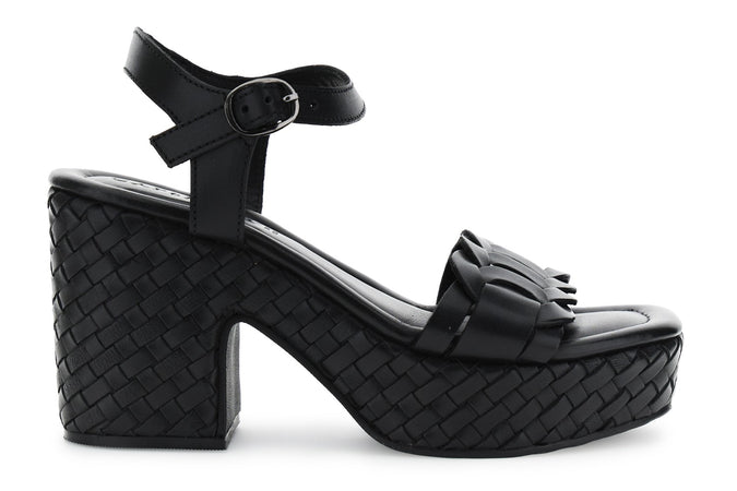 SANDALO GILDA IN PELLE ZEPPA FASCIATA INTRECCIO