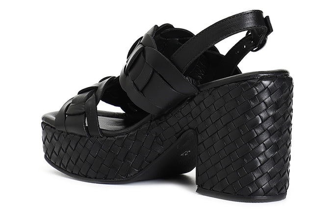 SANDALO DOPPIA FASCIA IN PELLE ZEPPA INTRECCIO