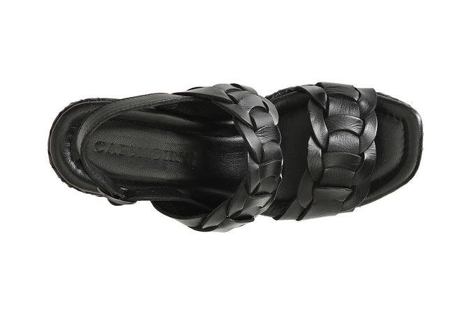 SANDALO DOPPIA FASCIA IN PELLE ZEPPA INTRECCIO