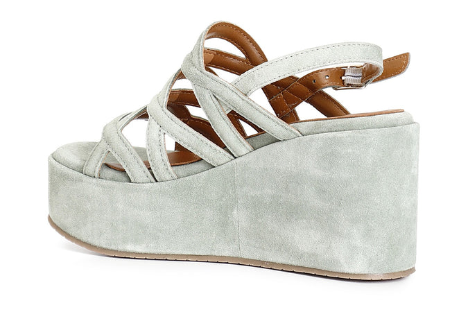 SANDALO ZEPPA IN PELLE SCAMOSCIATA TRE INCROCI