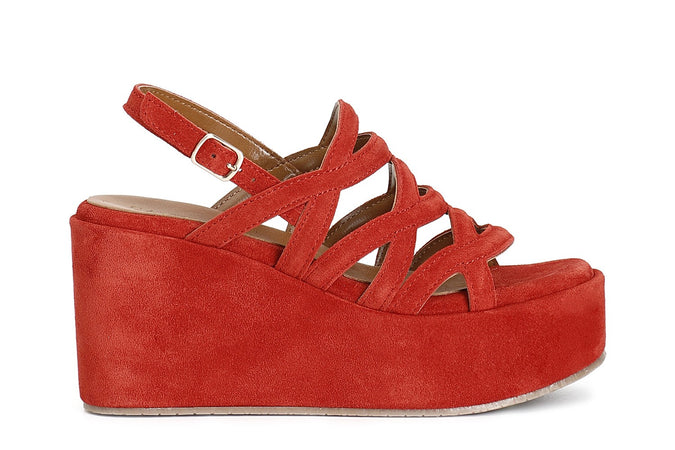 SANDALO ZEPPA IN PELLE SCAMOSCIATA TRE INCROCI