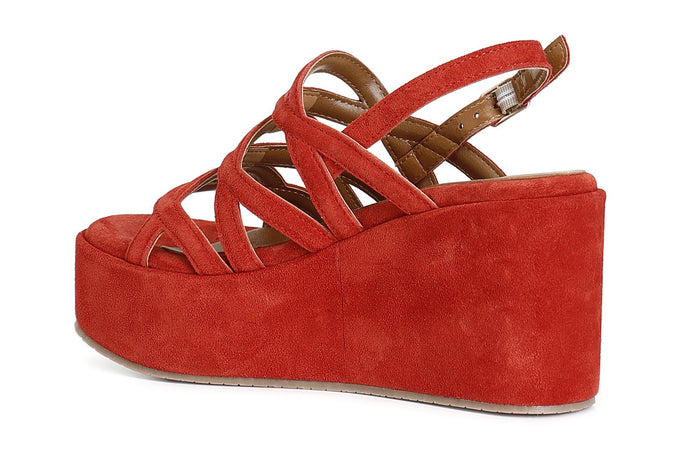 SANDALO ZEPPA IN PELLE SCAMOSCIATA TRE INCROCI