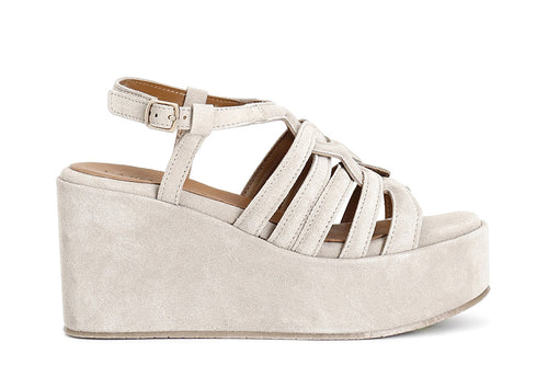 SANDALO ZEPPA IN PELLE SCAMOSCIATA A GABBIA