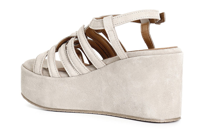 SANDALO ZEPPA IN PELLE SCAMOSCIATA A GABBIA