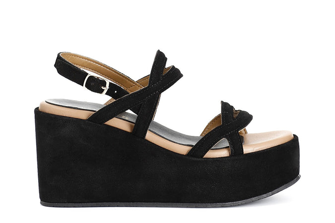 SANDALO ZEPPA IN PELLE SCAMOSCIATA DUE INCROCI