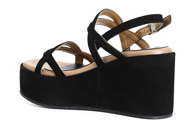 SANDALO ZEPPA IN PELLE SCAMOSCIATA DUE INCROCI