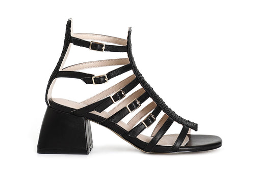 SANDALO LISTINI E INTRECCIO IN NAPPA