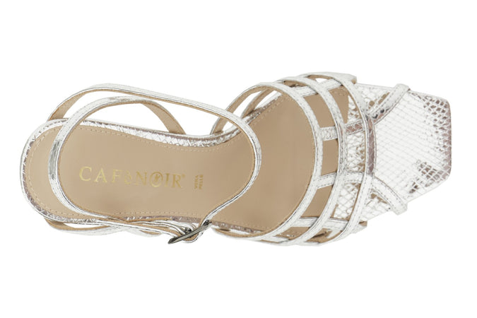 SANDALO GABBIA IN PELLE EFFETTO STAMPATO