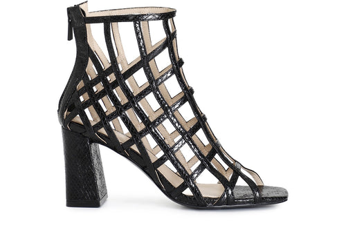 TRONCHETTO IN PELLE A GABBIA EFFETTO STAMPATO