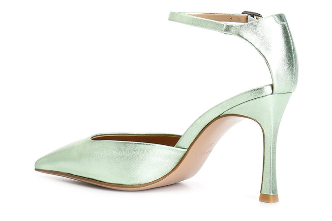 DÉCOLLÉTÉ IN PELLE LAMINATA CON LACCIO ALLA CAVIGLIA