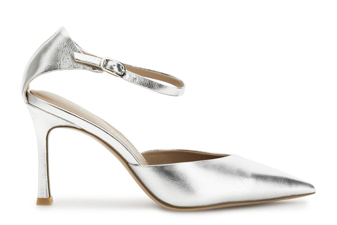 DÉCOLLÉTÉ IN PELLE LAMINATA CON LACCIO ALLA CAVIGLIA