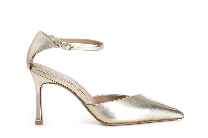 DÉCOLLÉTÉ IN PELLE LAMINATA CON LACCIO ALLA CAVIGLIA