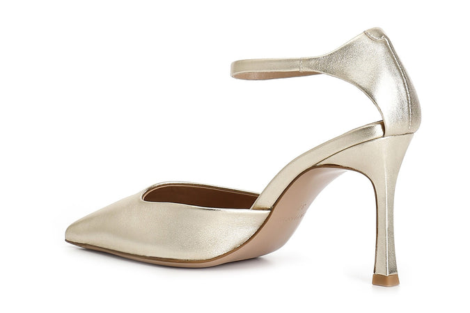 DÉCOLLÉTÉ IN PELLE LAMINATA CON LACCIO ALLA CAVIGLIA