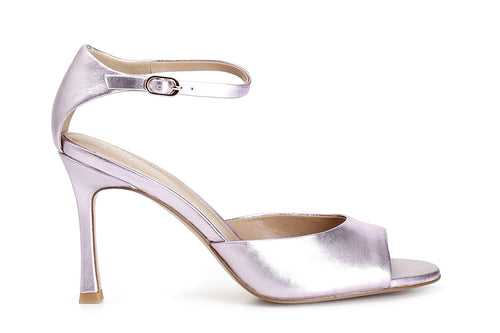 SANDALO IN PELLE LAMINATA CON LACCIO ALLA CAVIGLIA