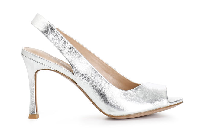 SANDALO CON LACCIO DIETRO IN PELLE LAMINATA