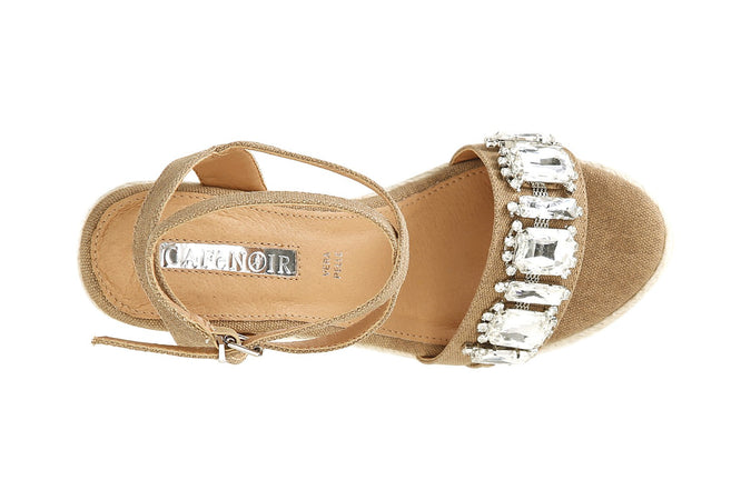 SANDALO IN CANVAS CON APPLICAZIONI SULLA TOMAIA