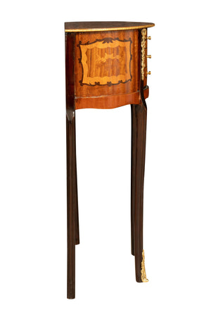 Biscottini Consolle Biscottini Mezzaluna Legno Noce Intarsi Bronzo Fatti a Mano 46x24x69