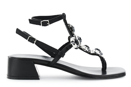 SANDALO INFRADITO IN PELLE CON PIETRE EMOTIVO A T