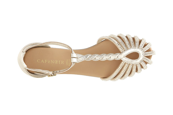 SANDALO A T IN PELLE CON MICROSTRASS