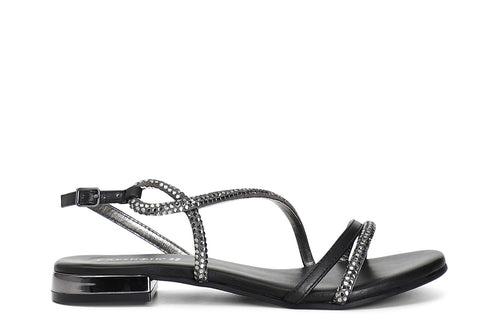 SANDALO ASIMMETRICO CON STRASS TERMOSALDATI