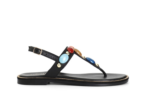 SANDALO INFRADITO IN PELLE CON PIETRE