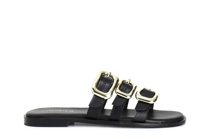 CIABATTA IN PELLE TRE FIBBIE