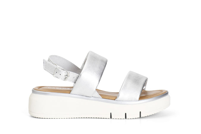 SANDALO DOPPIA FASCIA EFFETTO LAMINATO