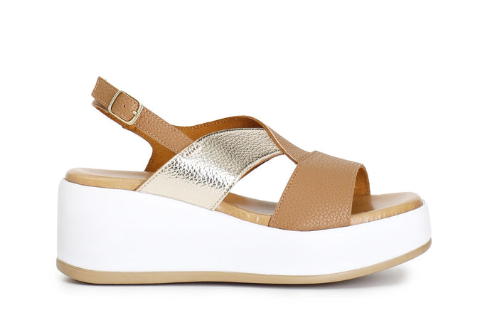 SANDALO CON INCROCIO BICOLORE