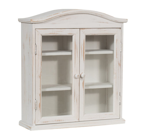 Biscottini VETRINETTA BACHECA IN LEGNO FINITURA BIANCA ANTICATA L42XPR15XH48 CM STILE SHABBY