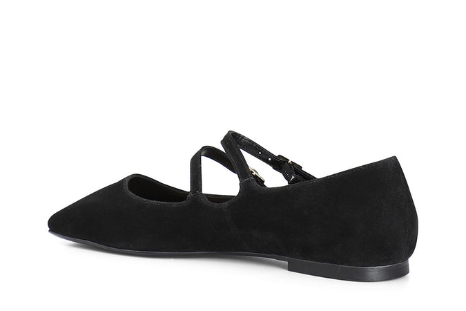 BALLERINA IN CAMOSCIO CON DOPPIO LACCIOE FIBBIA