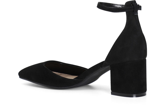 DÉCOLLETÉ IN CAMOSCIO CON CINTURINO ALLA CAVIGLIA