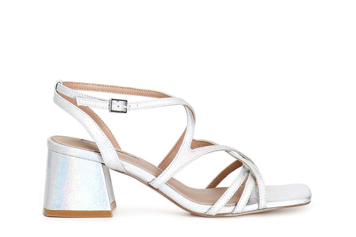 SANDALO EFFETTO METALLICO CON INCROCIO