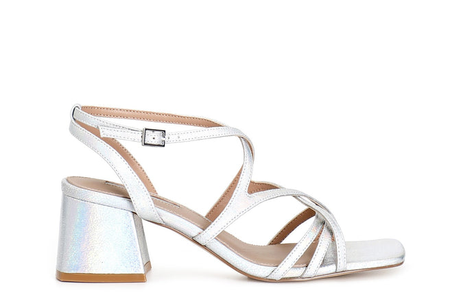 SANDALO EFFETTO METALLICO CON INCROCIO