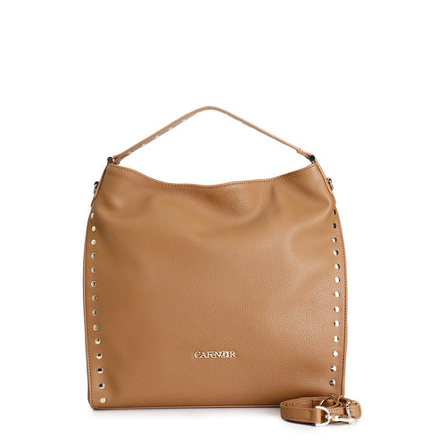 SACCA MORBIDA CON APPLICAZIONE RIVETTI E ATTACCHI MANICO IN METALLO