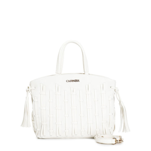 TOTE CON INFILATURA DI MIGNON, FIANCHI INCRESPATI CON NODO E NAPPINA