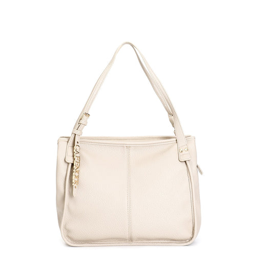 SHOPPING MORBIDA IN MATERIALE CON GRANA, TRACOLLA CON APPLICAZIONEDI LETTERING