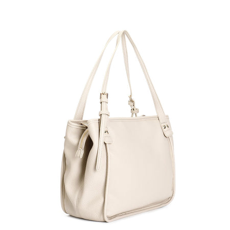 SHOPPING MORBIDA IN MATERIALE CON GRANA, TRACOLLA CON APPLICAZIONEDI LETTERING