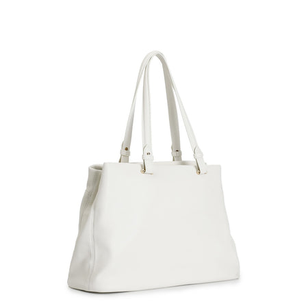 SHOPPING CON TASCA SUL DAVANTI E ACCESSORIO IN METALLO CON SMALTO SU PASSANTE A