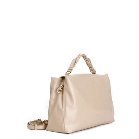 BORSA A MANO CON PATTINA,MANICO E PASSANTE A TRECCIA CON ACCESSORIO IN METALLO