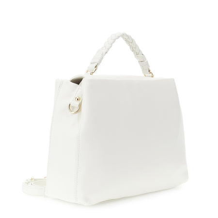 BORSA A MANO CON PATTINA,MANICO E PASSANTE A TRECCIA CON ACCESSORIO IN METALLO