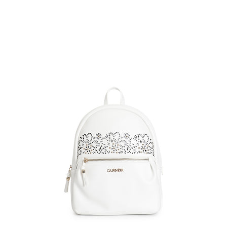 ZAINO CON TASCA CON ZIP E LASERATURA AMOTIVO FLOREALE CON APPLICAZIONE DI RIVE