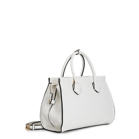 BORSA A MANO CON CIAPPE APPLICATE E MINI RIVETTI BICOLORE